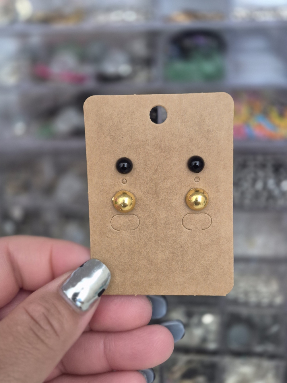 Gold and Black Duo Stud Earrings - Classic Two-Pair Set